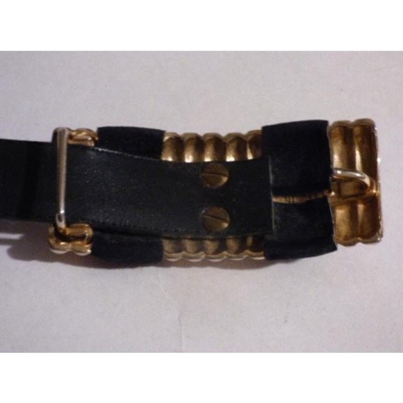 Vintage Black Suede And Leather With Gold Buckle - Picture 5 of 12